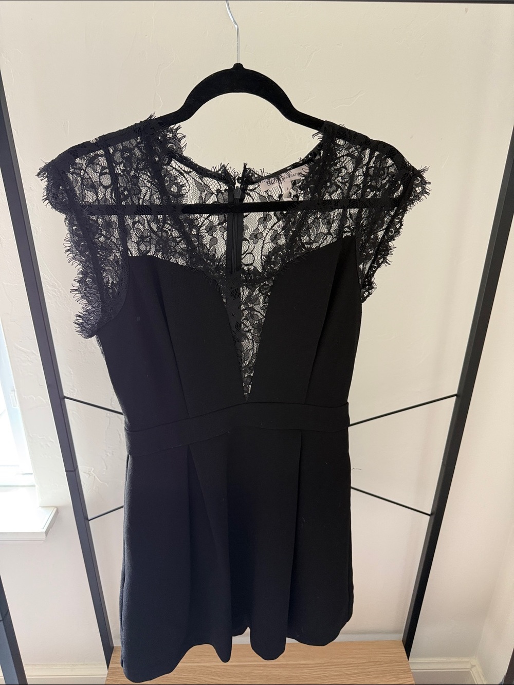 BCBGeneration Black Lace Yoke Fit & Flare Mini Dress